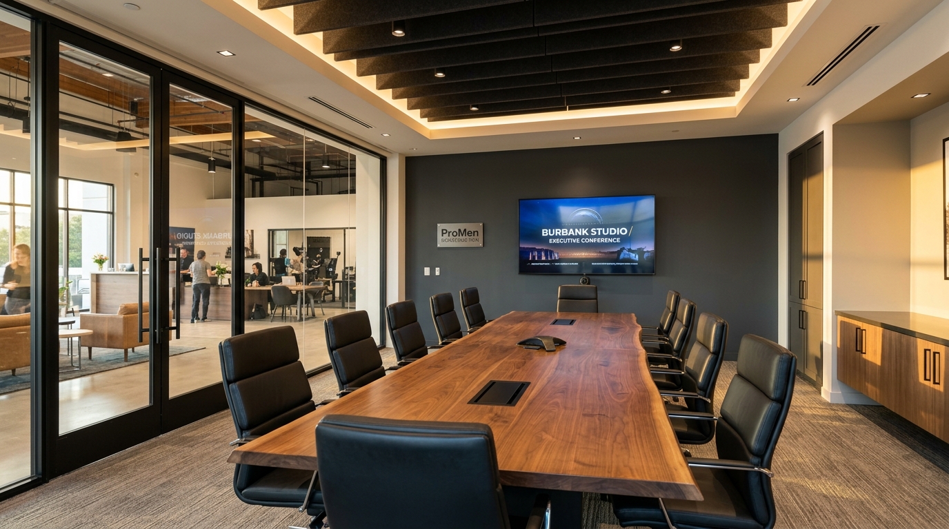 Luxury executive conference room and boardroom completed by commercial office renovation contractors ProMen Construction