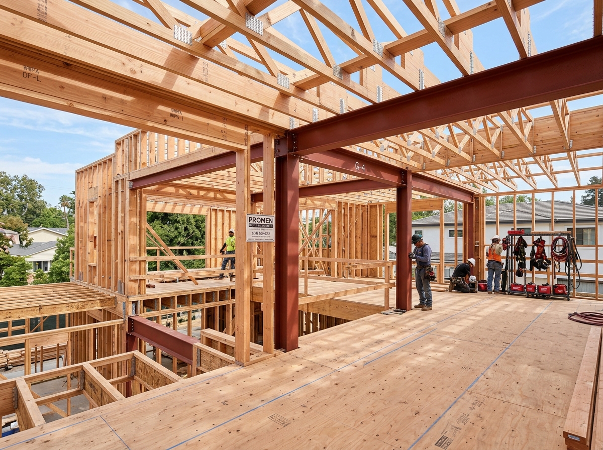 Precision structural timber framing and seismic hold-downs for Encino estate addition by ProMen Construction