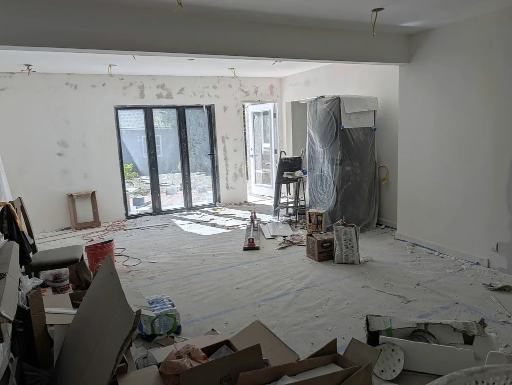 Living Room During Renovation — Living Room & Bathroom Renovation