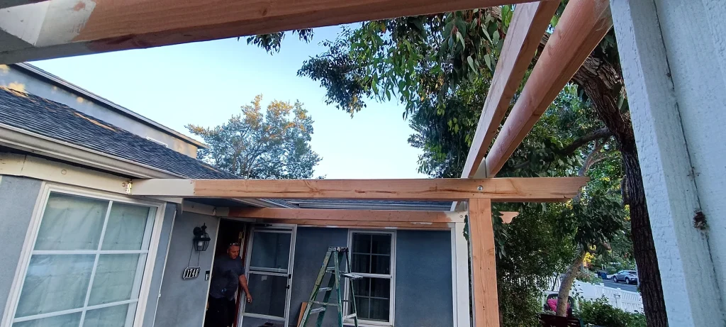 Pergola New Beam Framing — Front Pergola Reconstruction