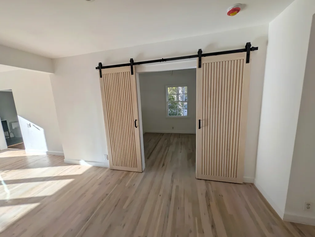 Slatted Sliding Doors — Living Room & Bathroom Renovation