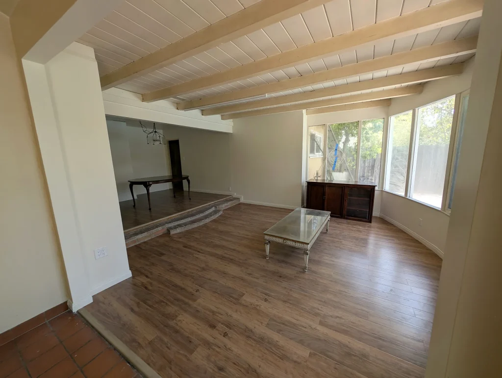 Beam Ceiling Room New Flooring — Beam-Ceiling Room & Bathroom Remodel