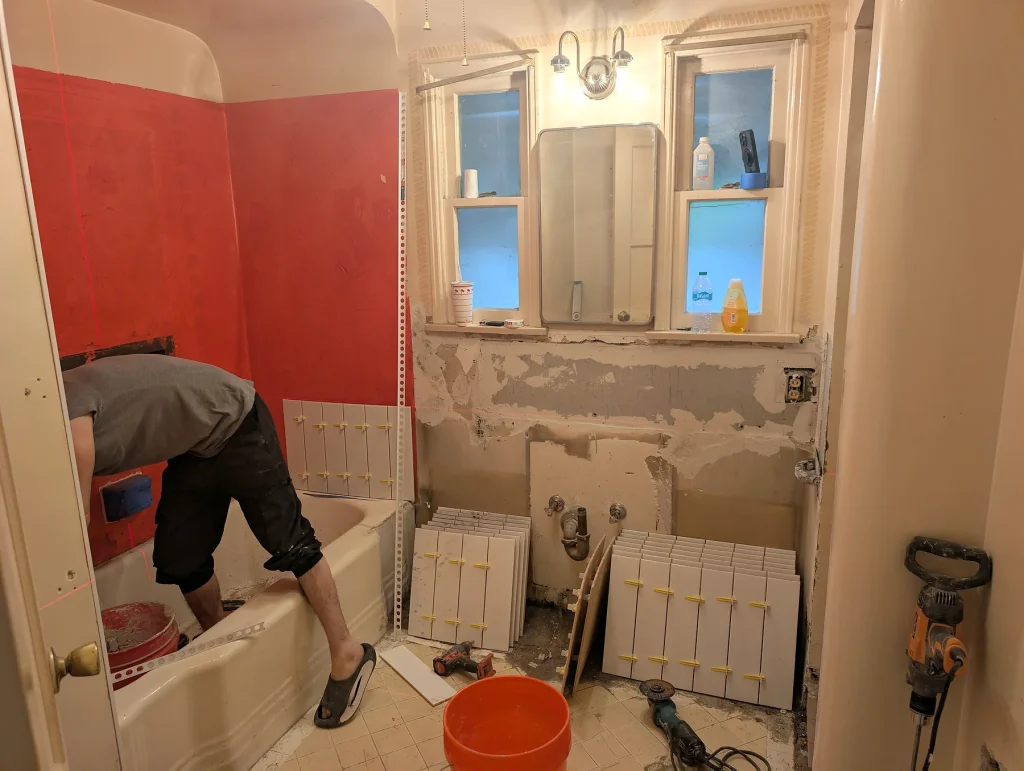 Bathroom Tile Installation — Beam-Ceiling Room & Bathroom Remodel