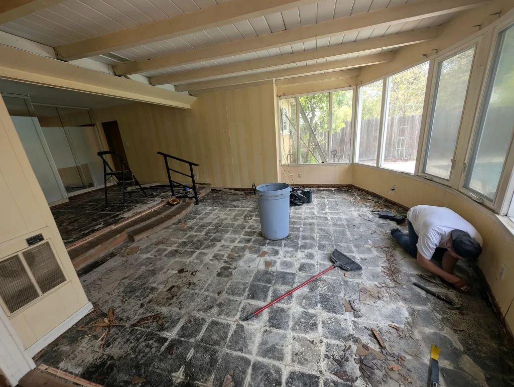 Beam Ceiling Room Floor Removal — Beam-Ceiling Room & Bathroom Remodel