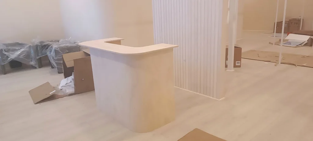 Reception and Ribbed Feature Installation — Bridal Boutique Interior Fit-Out