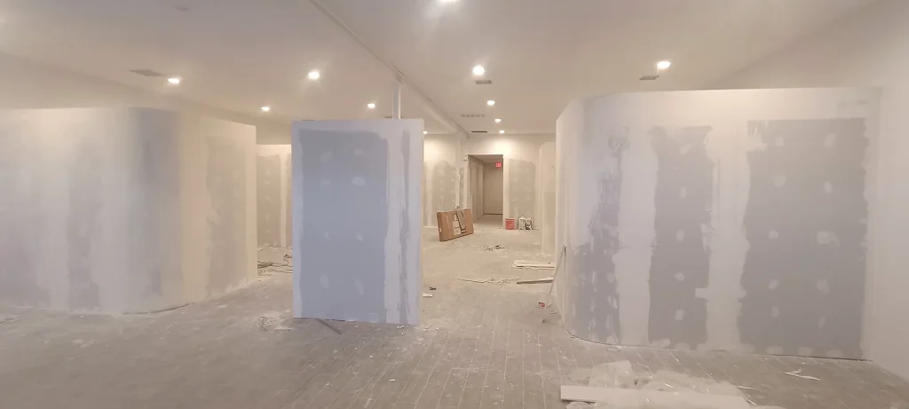 Curved Partitions Drywall Finishing — Bridal Boutique Interior Fit-Out