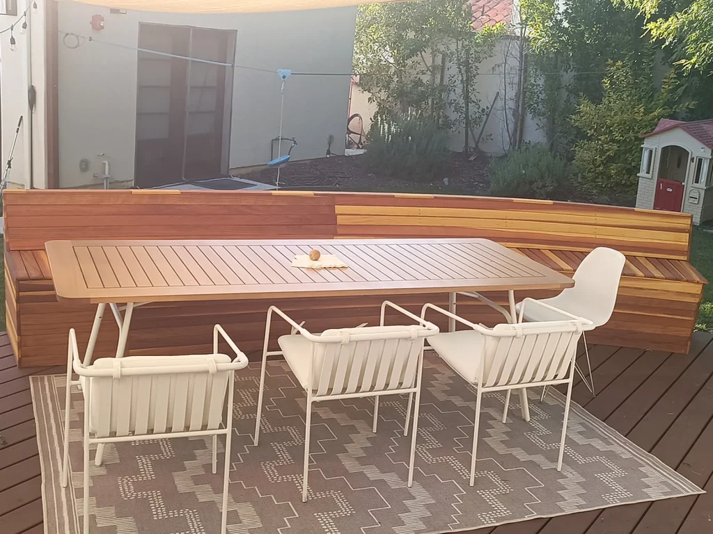 Curved Bench Installed Dining Area — Custom Curved Outdoor Bench