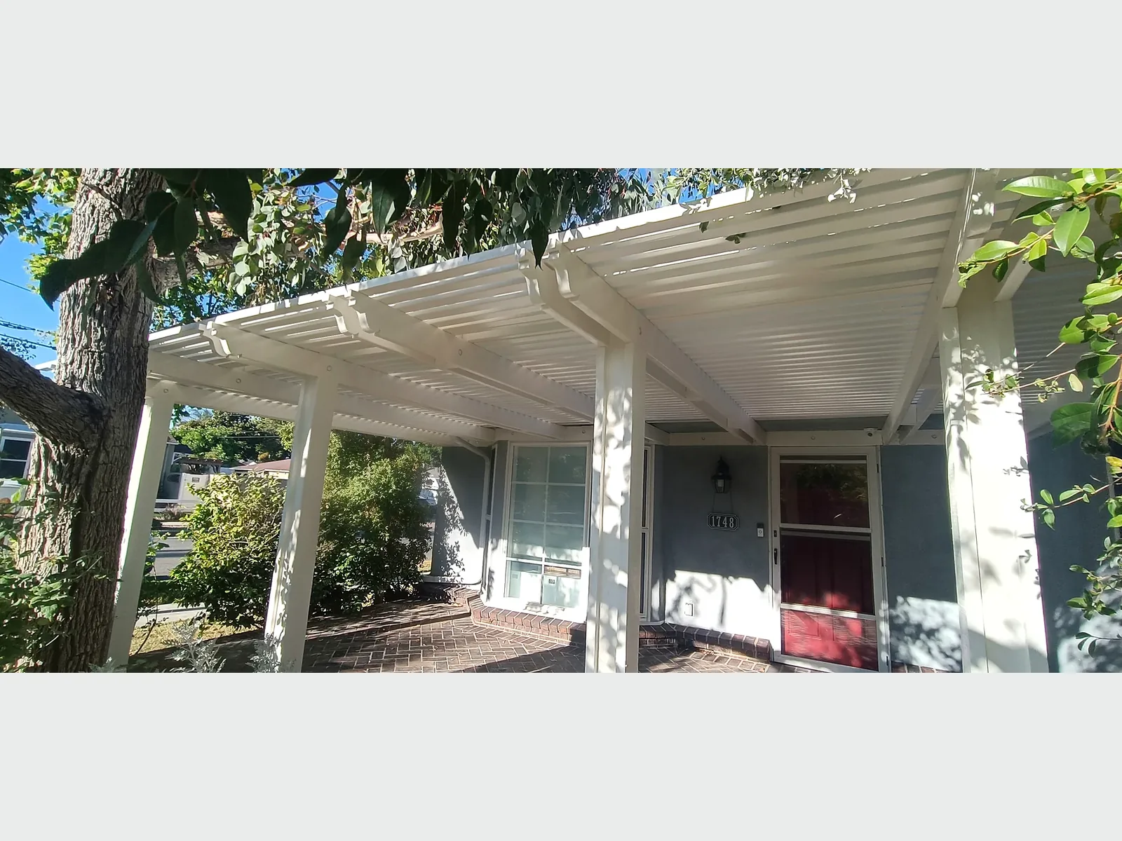 Pergola Reconstructed White Finish — Front Pergola Reconstruction